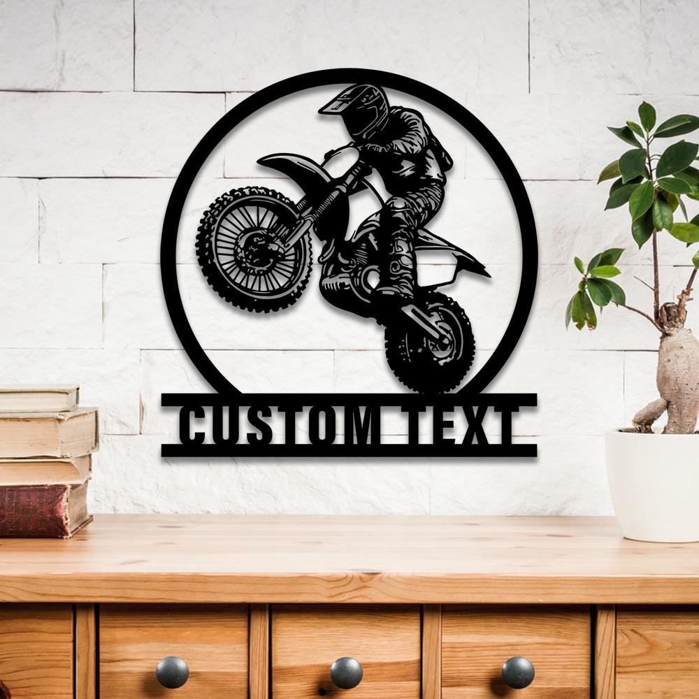 Custom Motocross Metal Sign LED Lights, Motocross Dirt Bike Wall Art, Biker Name Sign, Motorcycle Decor, Gift for Dad Motocross Lover Gift