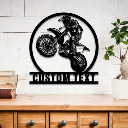 Custom Motocross Metal Sign LED Lights, Motocross Dirt Bike Wall Art, Biker Name Sign, Motorcycle Decor, Gift for Dad Motocross Lover Gift