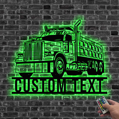 Custom Semi Truck Driver Metal Wall Art LED Light Personalized Truck Driver Name Sign Home Decor Vehicles Decoration Xmas Gift Dad Gift