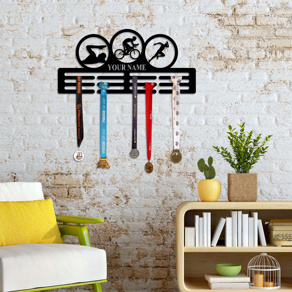 Custom Triathlon Medal Holder LED Light, Personalized Triathlon Player Name Medal Hanger, Triathlon Medal Display Awards Sign, Xmas Gift