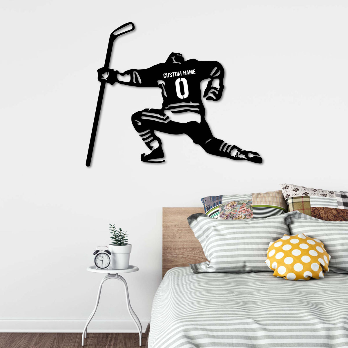 Custom Ice Hockey Metal Wall Art LED Light Personalized Metal Hockey Sign Home Decor Kid Nursery Decor Christmas Gift Hockey Player Gift