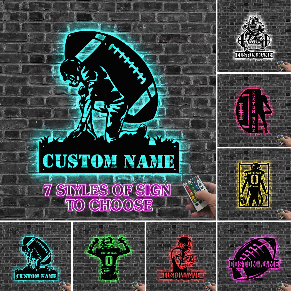 Custom Football Metal Sign LED Light, Football Player Name Sign, Football Coach Gift, Boys Room Decor,Football Team Gift Xmas Gift