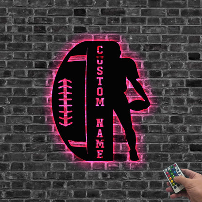 Custom Football Metal Sign LED Light, Football Player Name Sign, Football Coach Gift, Boys Room Decor,Football Team Gift Xmas Gift