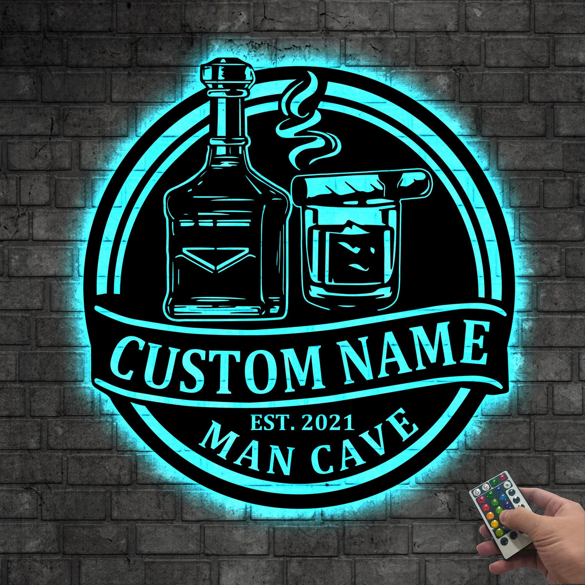 Custom Bourbon Cigar Metal Wall Art LED Light Personalized Whiskey Smoke Sign Home Bar Pub Decor Cocktail Decoration Man Cave Christmas Gift