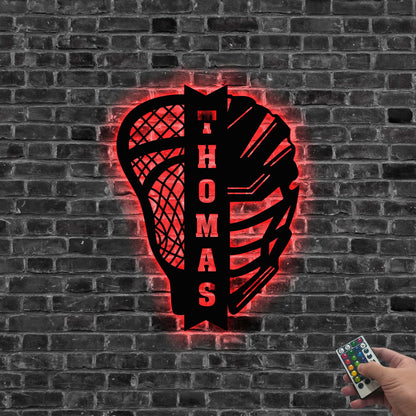 Custom Lacrosse Metal Sign LED Light,Lacrosse Metal Wall Art Personalized Lacrosse Player Name Sign,Lacrosse Home Decor Lacrosse Player Gift