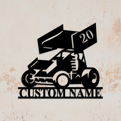 Personalized Sprint Car Metal Wall Art LED Lights, Sprint Car Metal Signs, Garage Wall Decor, Sprint Car Wall Hanging, Xmas gift for dad