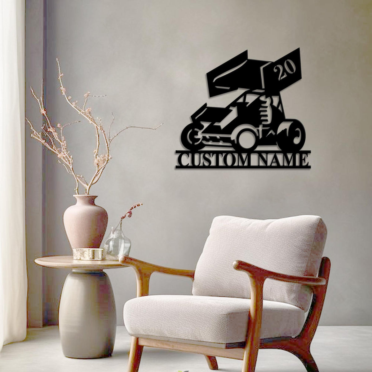 Personalized Sprint Car Metal Wall Art LED Lights, Sprint Car Metal Signs, Garage Wall Decor, Sprint Car Wall Hanging, Xmas gift for dad