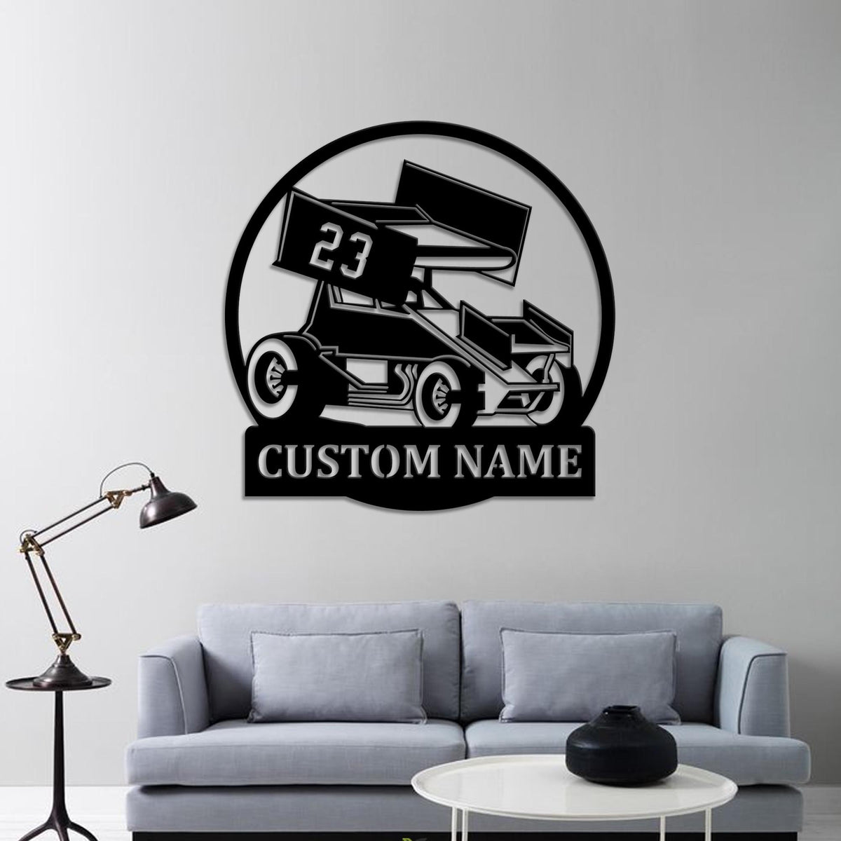 Custom Sprint Car Metal Wall Art LED Lights, Personalized Sprint Car Metal Signs, Garage Metal Wall Decor, Sprint Car Wall Hanging Xmas Gift