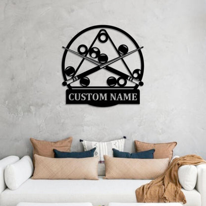 Custom Billiards Metal Sign LED Lights, Personalized Billiards Lounge Sign, Billiards Wall Art, Pool Player Metal Wall Decor, Home Decor