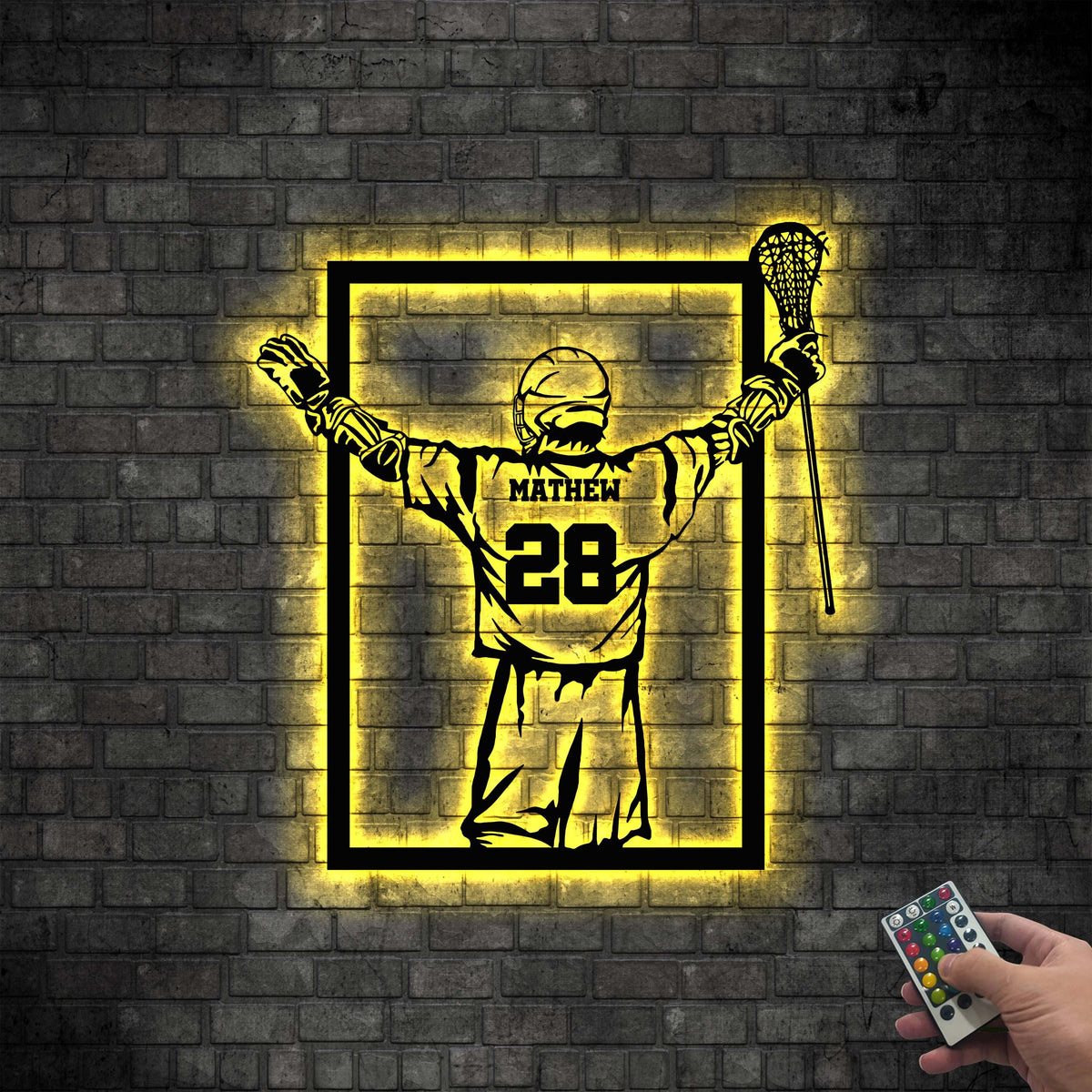 Custom Lacrosse Player Metal Wall Art LED Light,Lacrosse Player Name and Number Sign,Birthday Gift for Lacrosse Players,Home Decor Xmas Gift