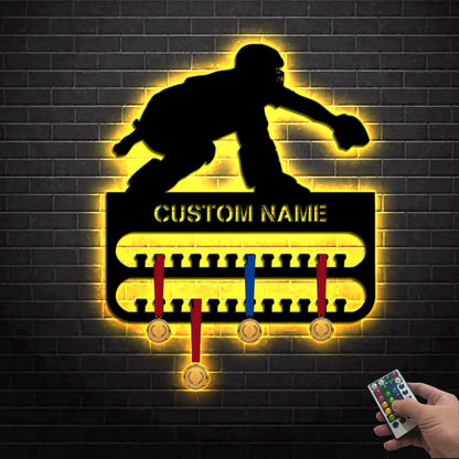 Custom Baseball Player Medal Hanger Led Light, Personalized Softball Player Name Sign Home Decor, Baseball Medal Holder Christmas Gift