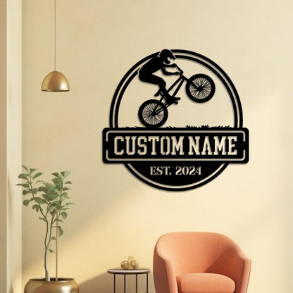 Custom BMX Bike Metal Wall Art LED Light, Personalized Road Bicycle Name Sign, Home Decor, Biker Name Sign, Biker Gift, Birthday Xmas Gift
