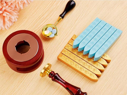 Custom Wedding Initials Wax Seal Stamp Kit - Personalized Brass Wax Stamps with Wooden Handle for gift, Custom wedding wax seal kit