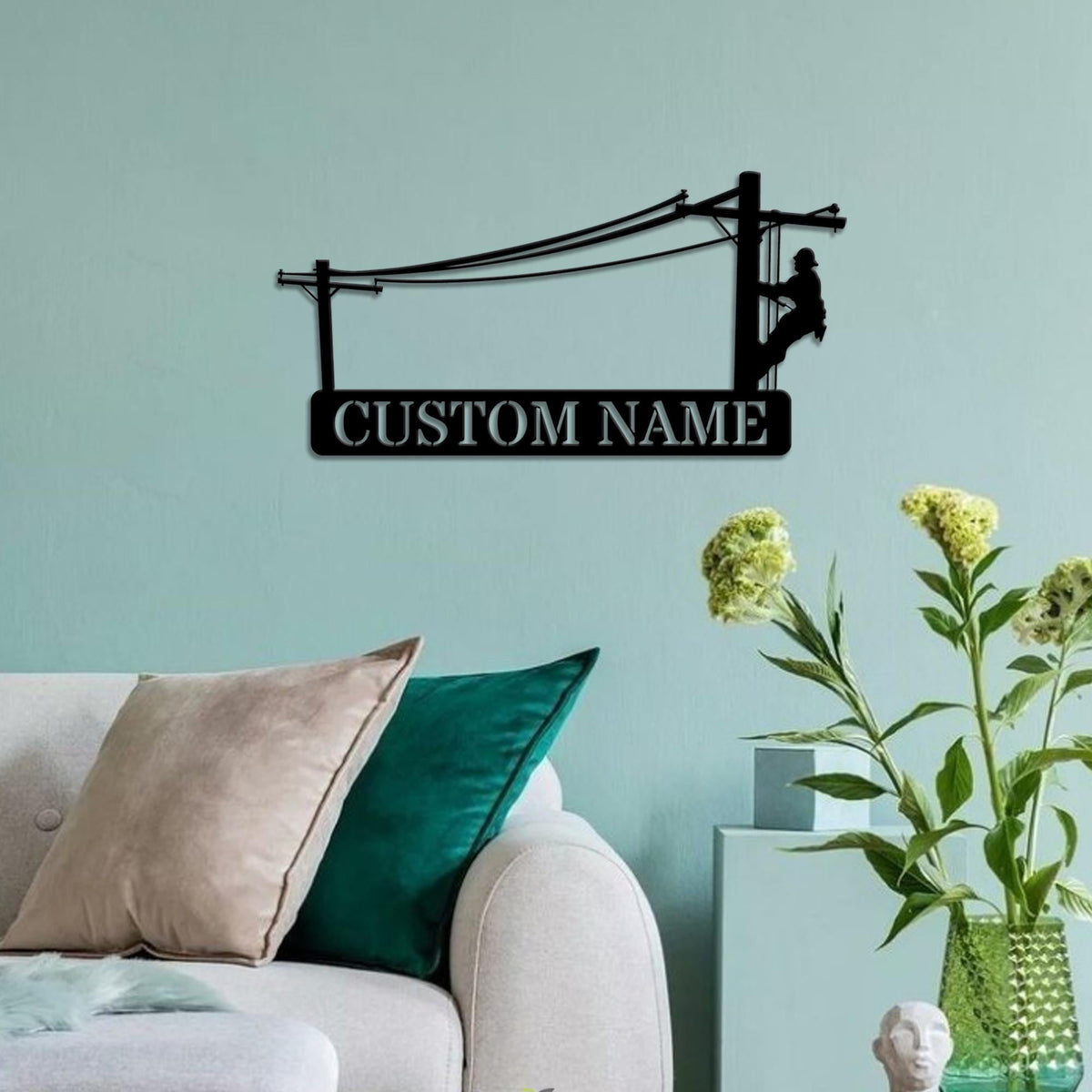 Custom Lineman Name Sign Led Light Lineman Gift Personalized Lineman Metal Wall Art Christmas Gift Birthday Gift Gift for dad Home Decor