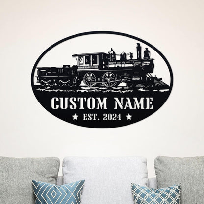 Personalized Train Metal Sign with Led Lights, Custom Railroad Sign Metal, Railroad Decor, Train Driver Gift, Man Cave Decor, Gifts for Him