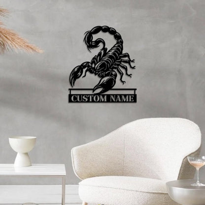 Custom Scorpion Metal Wall Art LED Light, Personalized Scorpion Name Sign, Scorpion Metal Sign Kid Nursery Decor Birthday Gift Xmas Gift