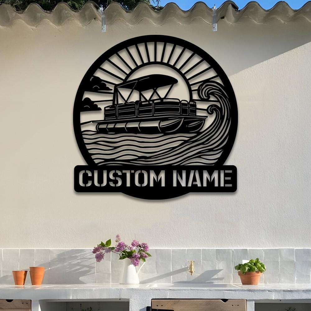 Personalized Pontoon Metal Sign With LED, Pontoon Boat, Metal Decor Wall Art, Job Gift, Anniversary Gift, Outdoor Patio Sign, Gift For Dad