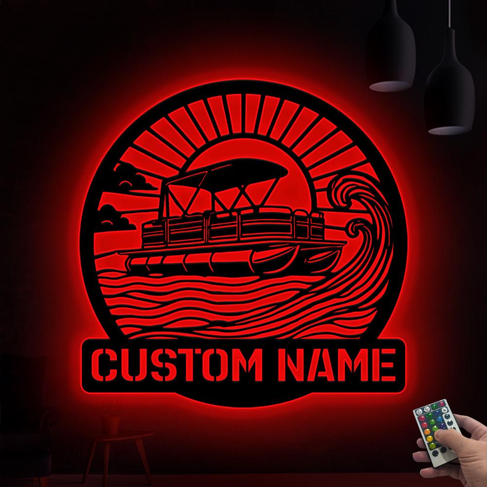 Personalized Pontoon Metal Sign With LED, Pontoon Boat, Metal Decor Wall Art, Job Gift, Anniversary Gift, Outdoor Patio Sign, Gift For Dad