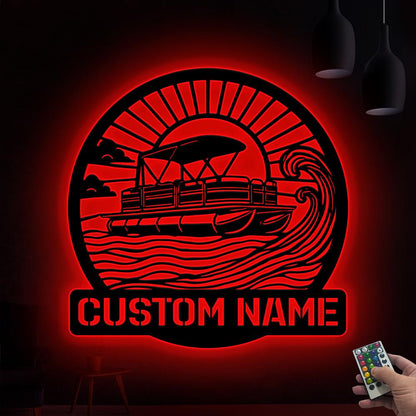 Personalized Pontoon Metal Sign With LED, Pontoon Boat, Metal Decor Wall Art, Job Gift, Anniversary Gift, Outdoor Patio Sign, Gift For Dad