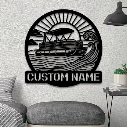 Personalized Pontoon Metal Sign With LED, Pontoon Boat, Metal Decor Wall Art, Job Gift, Anniversary Gift, Outdoor Patio Sign, Gift For Dad