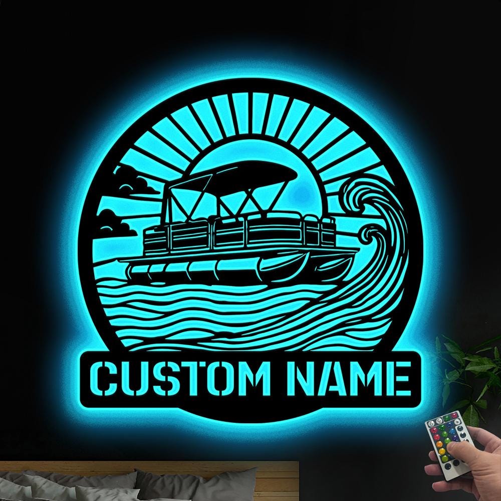 Personalized Pontoon Metal Sign With LED, Pontoon Boat, Metal Decor Wall Art, Job Gift, Anniversary Gift, Outdoor Patio Sign, Gift For Dad