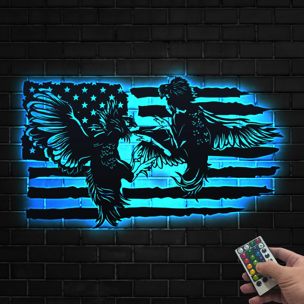 Custom Cockfighting Metal Wall Art LED Light, Personalized Chicken Metal Sign Room Decor, Home Decor Chicken Coop Sign Farm Decor, Home Gift