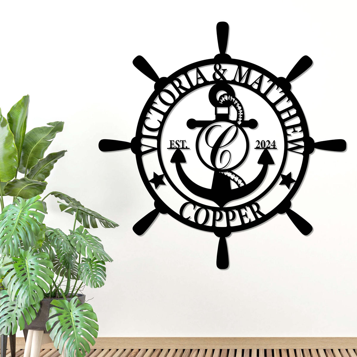 Personalized Metal Anchor Name Sign Led Light, Marine Metal Sign, Custom Sailor Name, Nautical Lovers Gift, Anniversary Gift, Christmas Gift