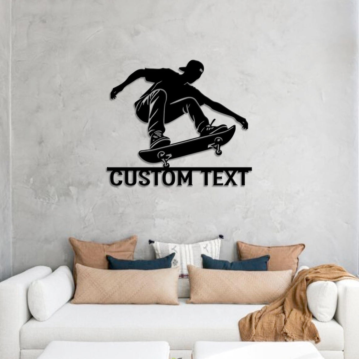 Custom Skateboarding Metal Wall Art Led Light, Personalized Skateboarding Player Name Sign Home Decor, Xmas Gift For Son Boyfriend