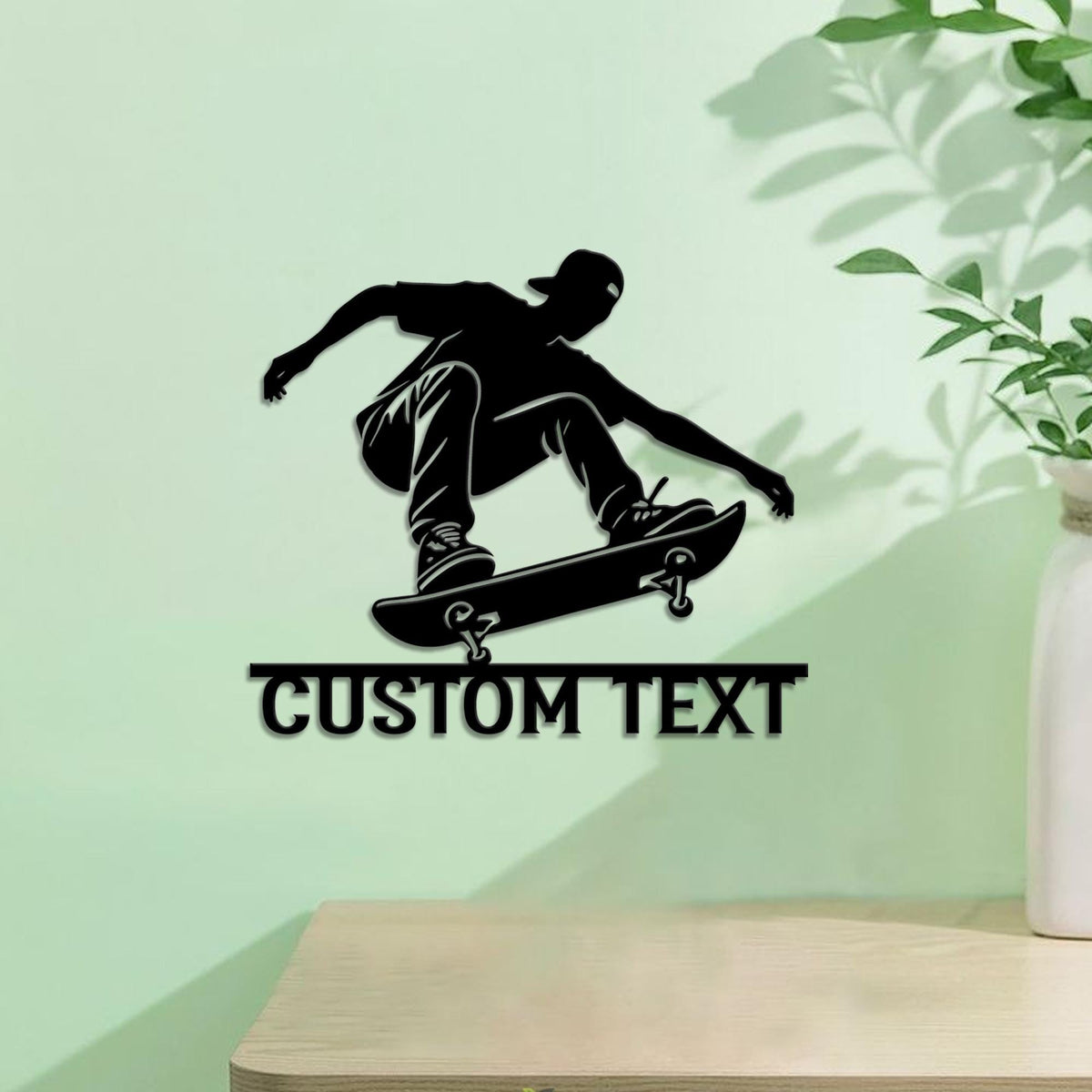Custom Skateboarding Metal Wall Art Led Light, Personalized Skateboarding Player Name Sign Home Decor, Xmas Gift For Son Boyfriend