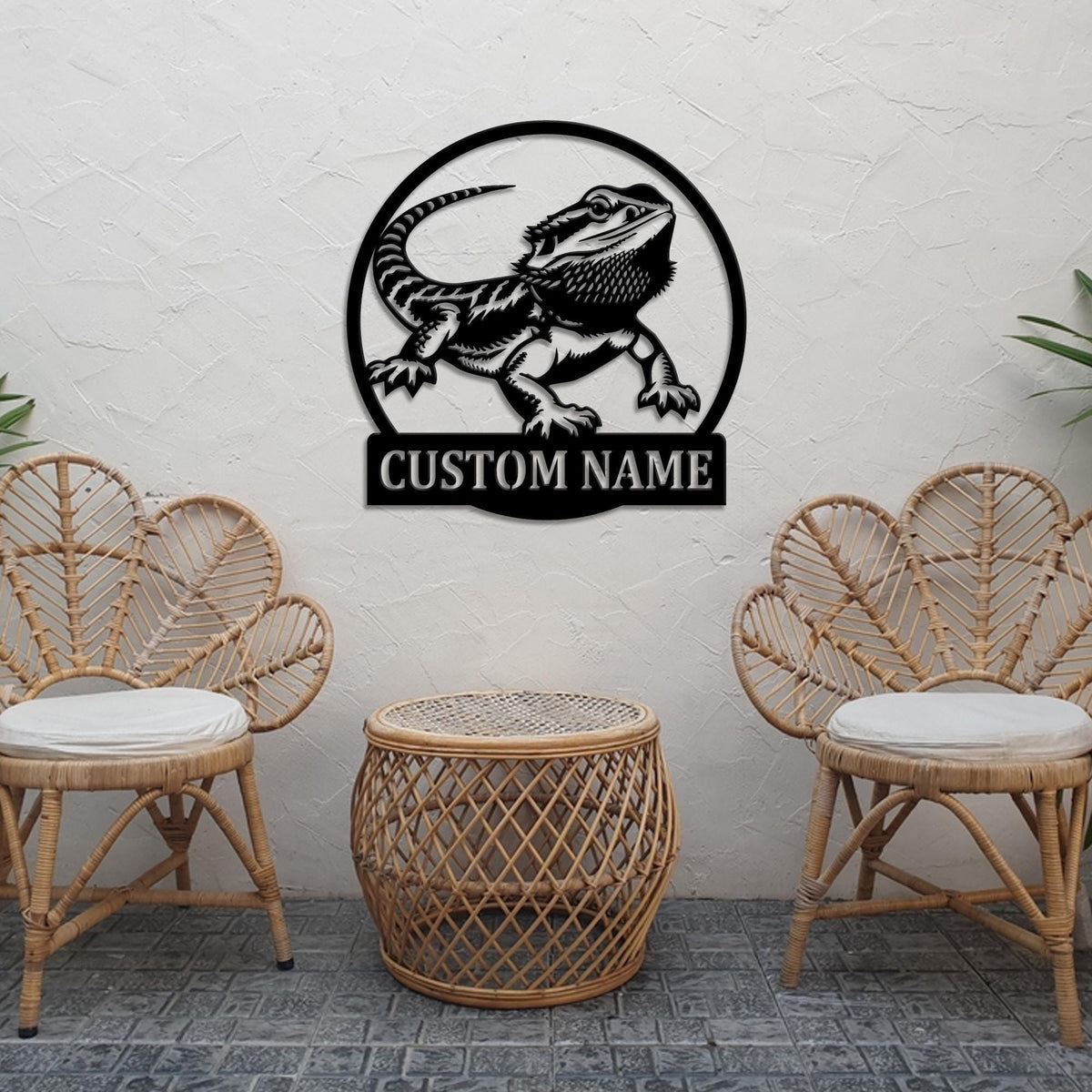 Personalized Bearded Dragon Metal Sign Wall Art With LED Light, Bearded Dragon Name Sign Decoration For Room, Bearded Dragon Metal LED Decor