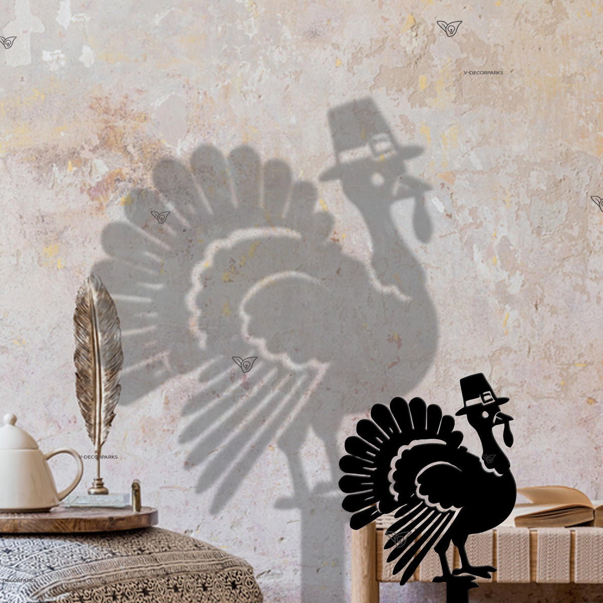 Thanksgiving Turkey Shadow Caster Metal Stake, Thanksgiving Gift Outdoor Decoration, Garden Stake, Thanksgiving Shadow Caster, Turkey Stake