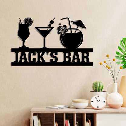 Personalized Tiki Bar Sign with Led Light, Bar Metal Wall Decor Led Lights Drink Bar Sign Custom Family Name Sign, Bar Decor Beer Xmas Gift