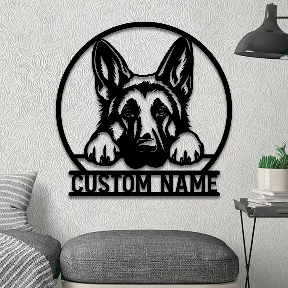 Personalized German Shepherd Metal Wall Art LED Light Custom Dog Lover Name Sign Home Decor Kid Nursery DecorPet Memorial Birthday Xmas Gift