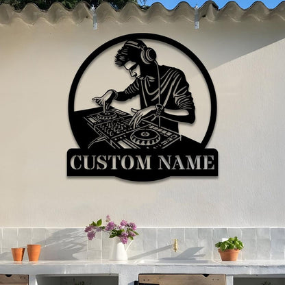 Personalized DJ Metal Sign with Led Lights, Christmas Gifts For DJ, Custom DJ Gifts, Deejay Metal Sign Room Decor, Club Decor Metal Wall Art