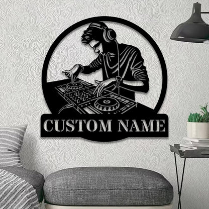 Personalized DJ Metal Sign with Led Lights, Christmas Gifts For DJ, Custom DJ Gifts, Deejay Metal Sign Room Decor, Club Decor Metal Wall Art