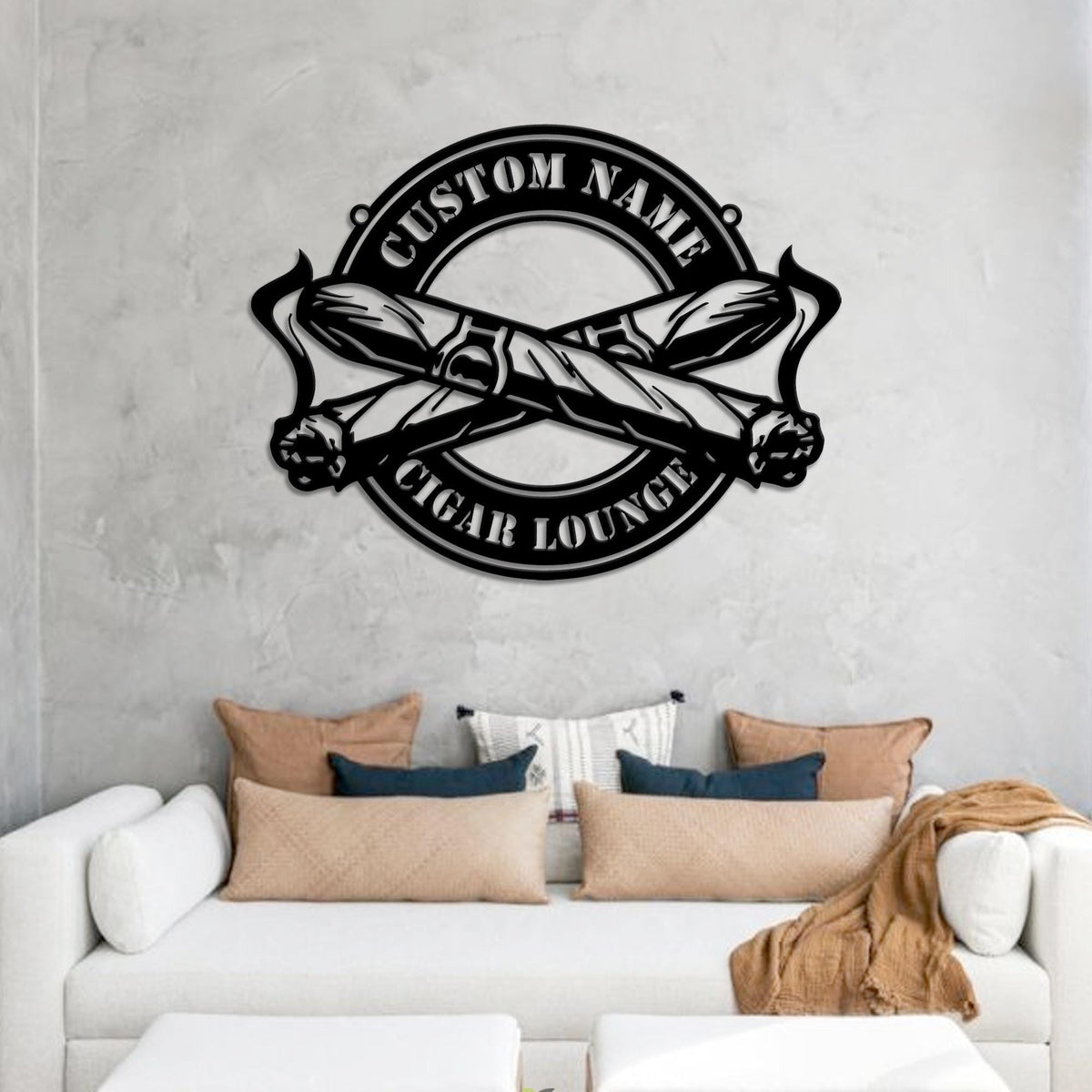 Personalized Cigar Lounge Metal Wall Art LED Lights Custom Smoking Cigar Name Sign Home Decor Lounge Decor Man Cave Decor Birthday Dad Gifts