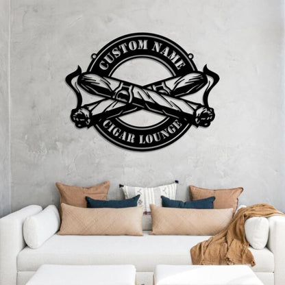 Personalized Cigar Lounge Metal Wall Art LED Lights Custom Smoking Cigar Name Sign Home Decor Lounge Decor Man Cave Decor Birthday Dad Gifts