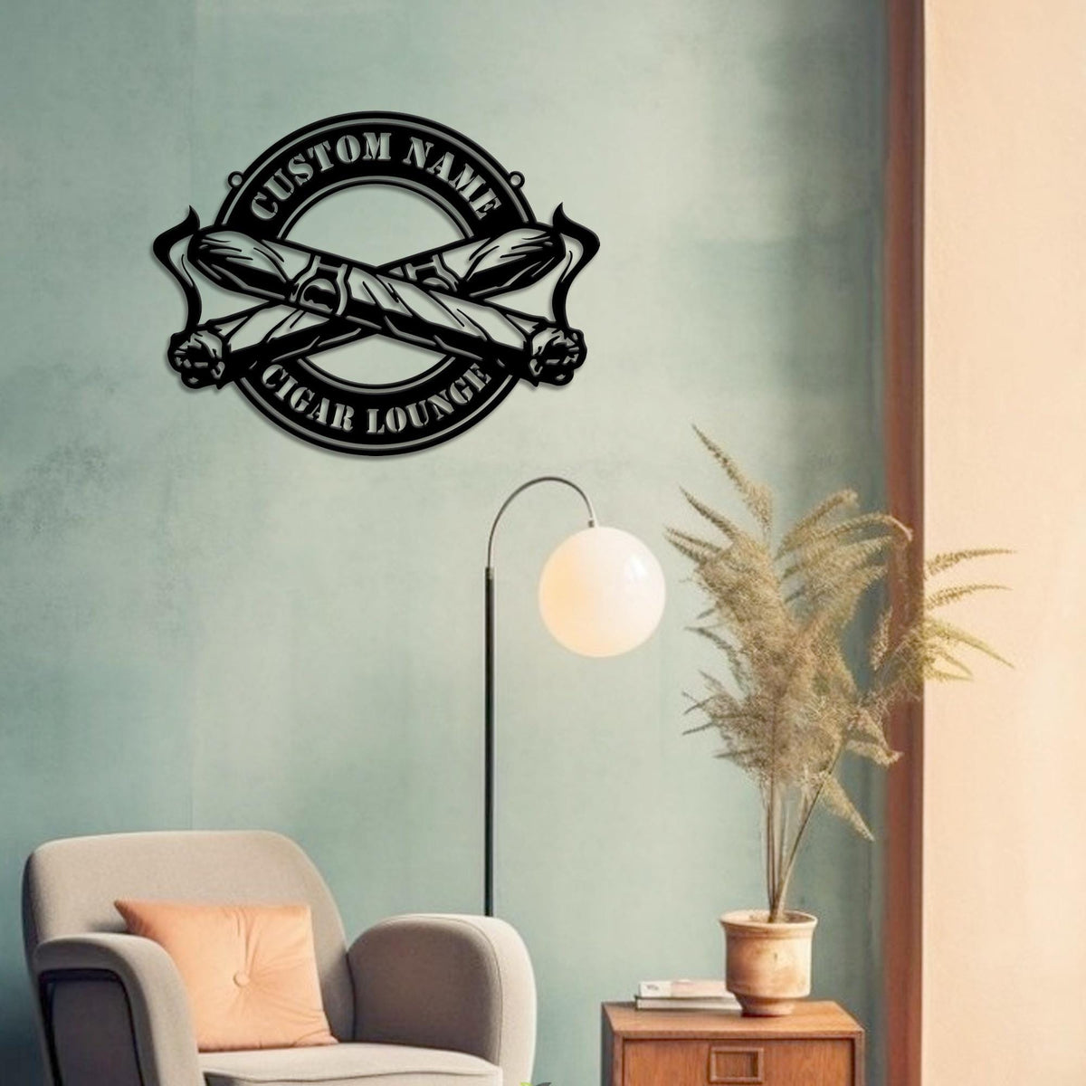 Personalized Cigar Lounge Metal Wall Art LED Lights Custom Smoking Cigar Name Sign Home Decor Lounge Decor Man Cave Decor Birthday Dad Gifts