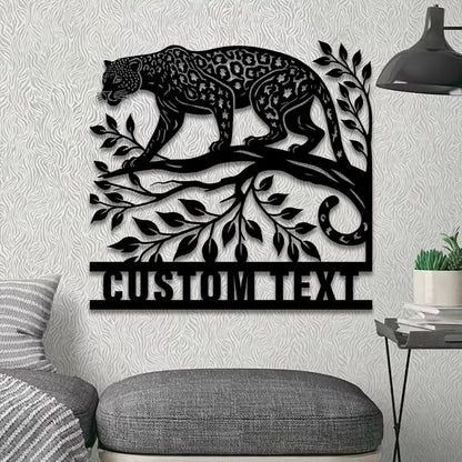 Personalized Jaguar Metal Wall Art LED Light Custom Wild Animal Lover Name Sign Home Decor Kid Nursery Decoration Christmas Birthday Gift