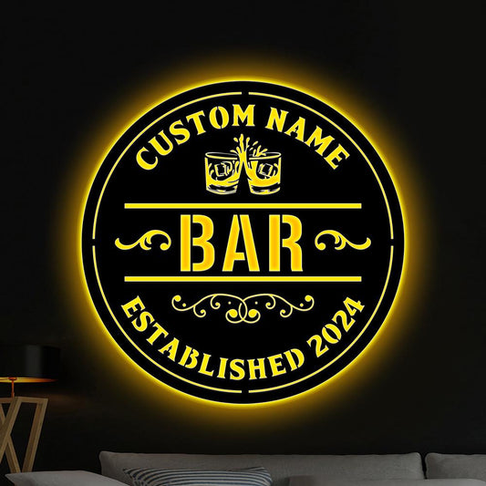 Personalized Bar Sign With LED Lights, Custom Bar Metal Wall Art, Bar Decor, Custom Pub Sign,Man Cave Decor,Outdoor Patio Sign,Outdoor Decor