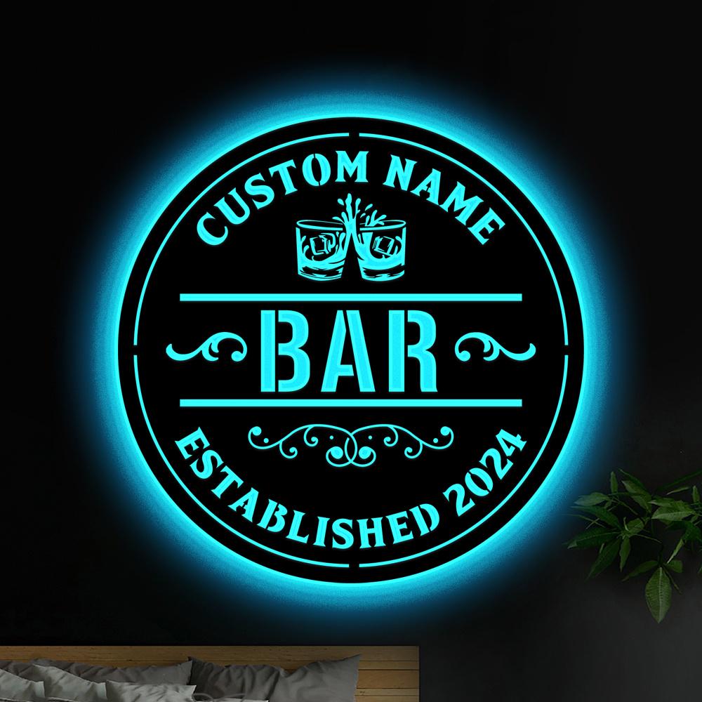 Personalized Bar Sign With LED Lights, Custom Bar Metal Wall Art, Bar Decor, Custom Pub Sign,Man Cave Decor,Outdoor Patio Sign,Outdoor Decor