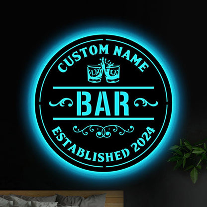 Personalized Bar Sign With LED Lights, Custom Bar Metal Wall Art, Bar Decor, Custom Pub Sign,Man Cave Decor,Outdoor Patio Sign,Outdoor Decor