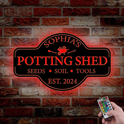 Custom She Shed Metal Sign With LED Lights, She Shed Sign With Name And Established Date, Mom Cave Decor, Potting Shed Sign, Gifts for Mom