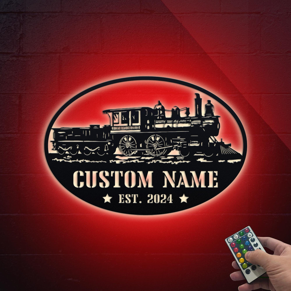 Personalized Train Metal Sign with Led Lights, Custom Railroad Sign Metal, Railroad Decor, Train Driver Gift, Man Cave Decor, Gifts for Him