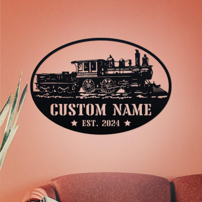 Personalized Train Metal Sign with Led Lights, Custom Railroad Sign Metal, Railroad Decor, Train Driver Gift, Man Cave Decor, Gifts for Him