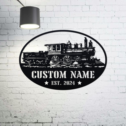Personalized Train Metal Sign with Led Lights, Custom Railroad Sign Metal, Railroad Decor, Train Driver Gift, Man Cave Decor, Gifts for Him