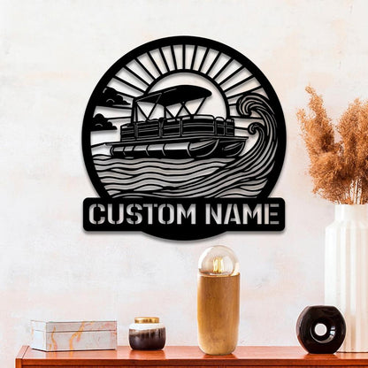 Personalized Pontoon Metal Sign With LED, Pontoon Boat, Metal Decor Wall Art, Job Gift, Anniversary Gift, Outdoor Patio Sign, Gift For Dad