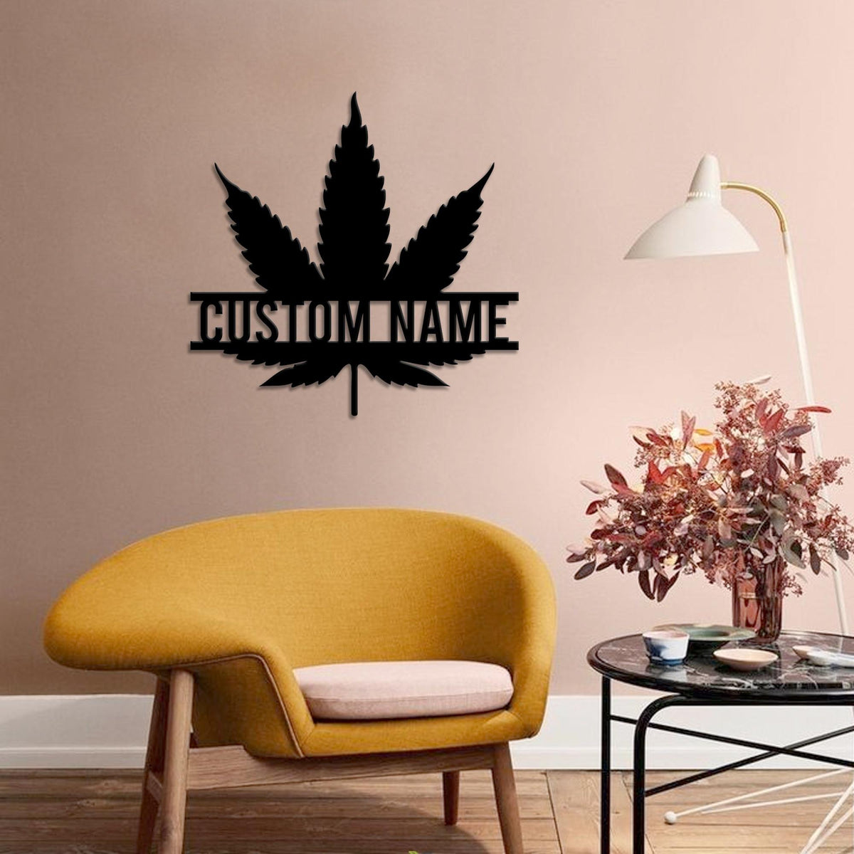 Personalized Weed Metal Sign Wall Art with LED Lights, Custom Marijuana Name Sign Home Decor, Cannabis Decoration Smoker Birthday Christmas