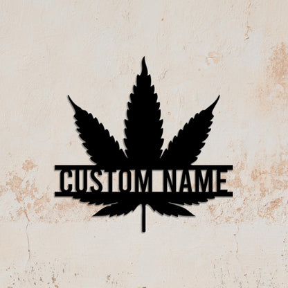 Personalized Weed Metal Sign Wall Art with LED Lights, Custom Marijuana Name Sign Home Decor, Cannabis Decoration Smoker Birthday Christmas
