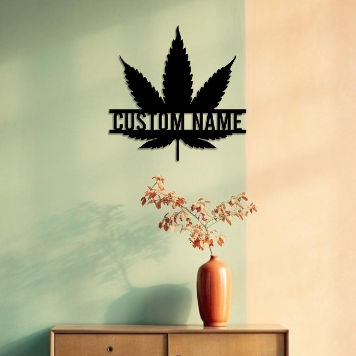 Personalized Weed Metal Sign Wall Art with LED Lights, Custom Marijuana Name Sign Home Decor, Cannabis Decoration Smoker Birthday Christmas